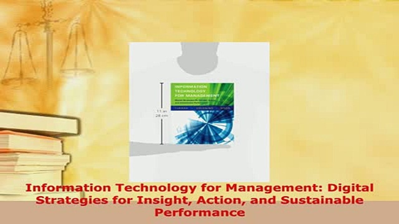 PDF  Information Technology for Management Digital Strategies for Insight Action and Download Online