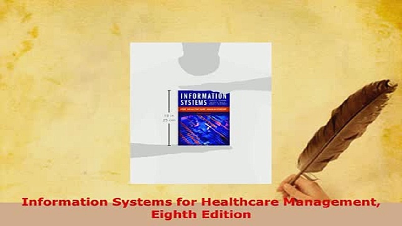 PDF  Information Systems for Healthcare Management Eighth Edition PDF Full Ebook