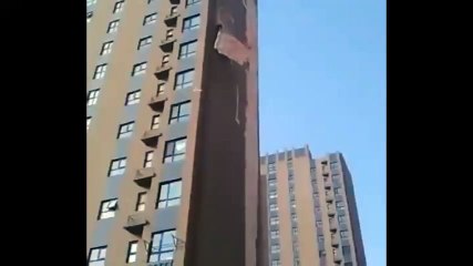 Shocking moment a new apartment building insulation wall peels and falls off