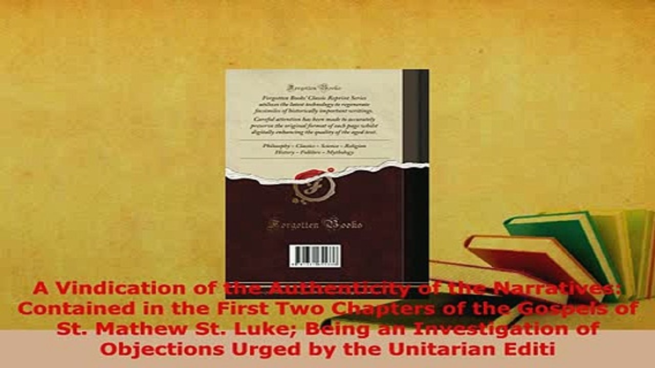 PDF  A Vindication of the Authenticity of the Narratives Contained in the First Two Chapters  Read Online