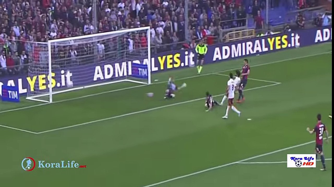 هدف محمد صلاح ضد جنوي ( اهداف مباراة روما وجنوي 3-2 ) الدوري الايطالي 2016