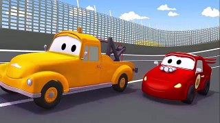 Racing car and Tom the Tow Truck  Cars Trucks construction cartoon