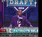 Kevin Faulk wears Tom Brady jersey to announce Patriots draft pick