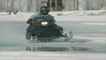 When the fishin' is slow . . . . take a snowmobile out on the lake!