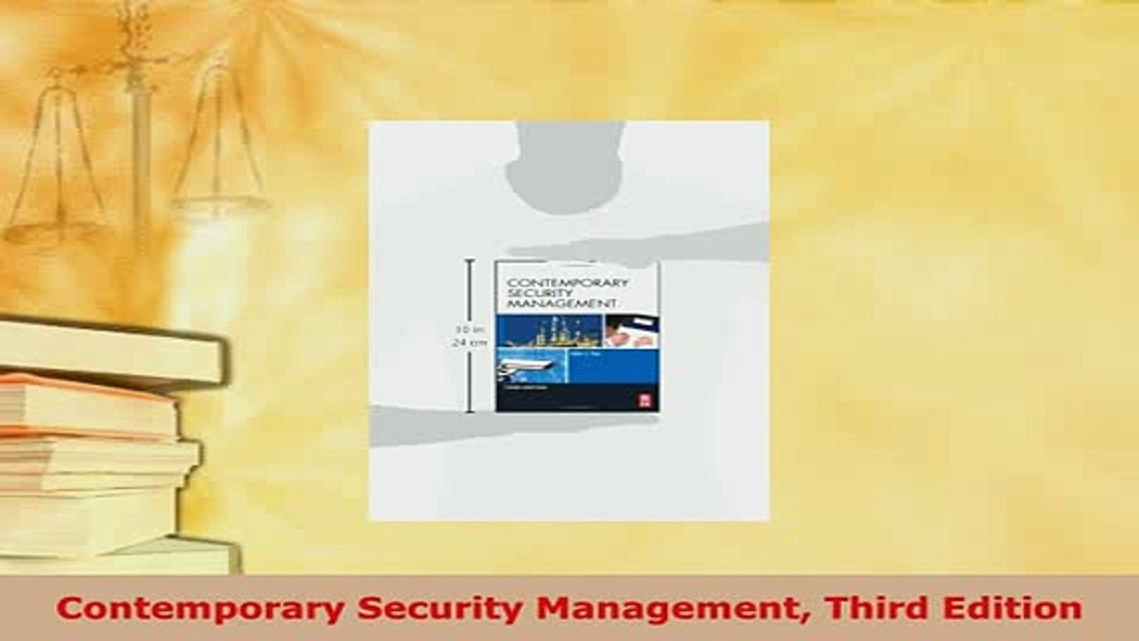 PDF  Contemporary Security Management Third Edition PDF Online