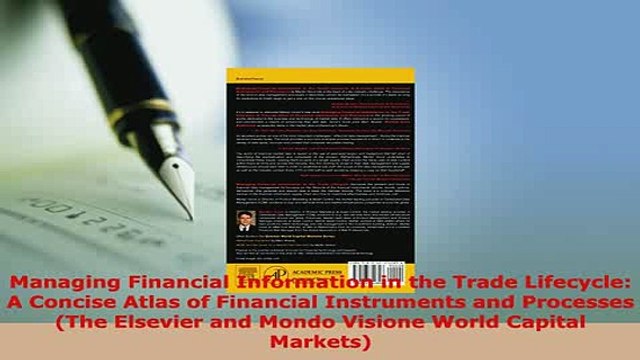 PDF Managing Financial Information in the Trade Lifecycle A Concise Atlas of Financial Download Full Ebook