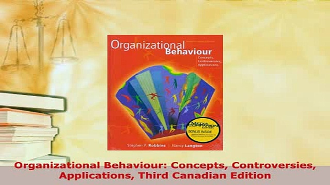 PDF  Organizational Behaviour Concepts Controversies Applications Third Canadian Edition Download Full Ebook
