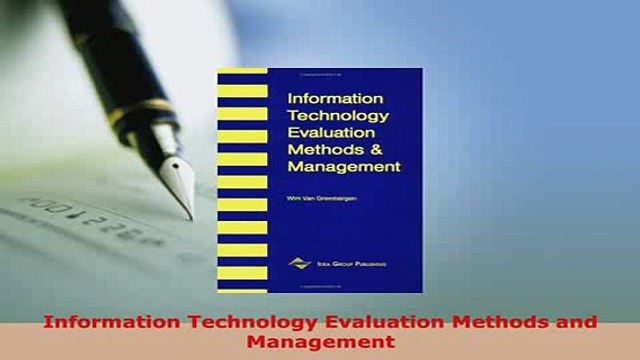 PDF Information Technology Evaluation Methods and Management Download Online