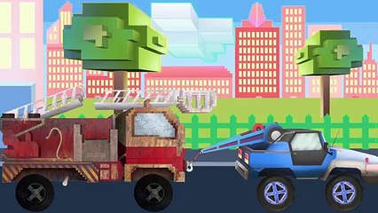 Fire truck Pipo and his tow truck Cartoon for children like Minecraft