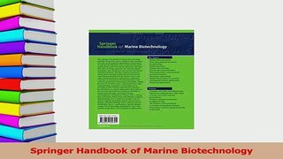 Download  Springer Handbook of Marine Biotechnology PDF Online