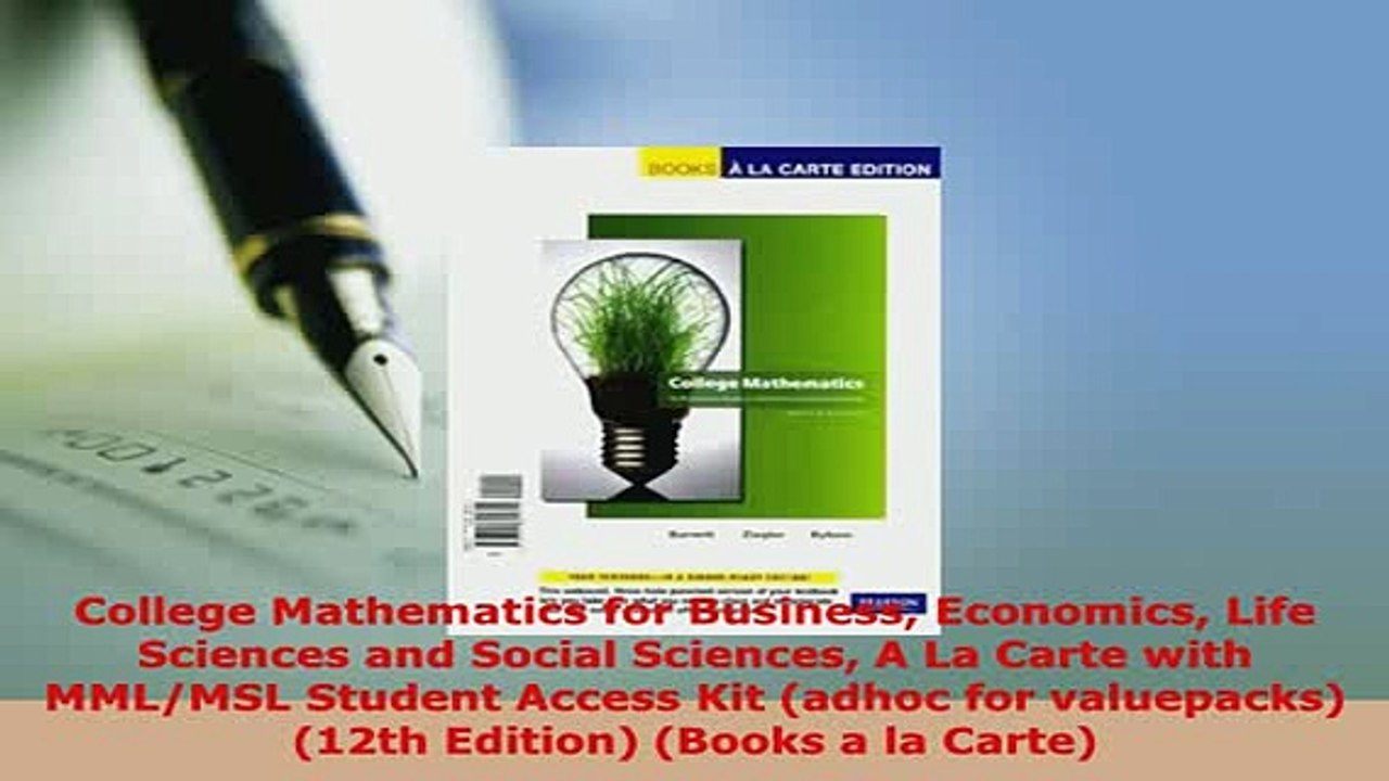 Download  College Mathematics for Business Economics Life Sciences and Social Sciences A La Carte Read Online