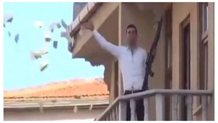 Robbed a bank and release the money to the street