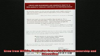 FREE PDF  Grow from Within Mastering Corporate Entrepreneurship and Innovation READ ONLINE