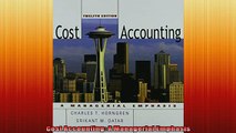 READ book  Cost Accounting A Managerial Emphasis  FREE BOOOK ONLINE