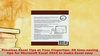 PDF  Priceless Excel Tips at Your Fingertips 99 timesaving tips for Microsoft Excel 2010 to Download Online