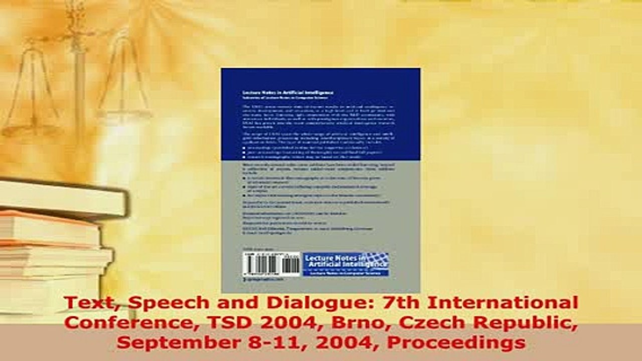 PDF  Text Speech and Dialogue 7th International Conference TSD 2004 Brno Czech Republic  Read Online