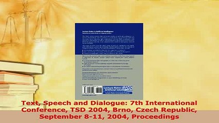 PDF  Text Speech and Dialogue 7th International Conference TSD 2004 Brno Czech Republic  Read Online