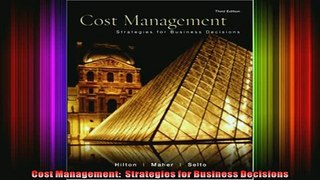 READ book  Cost Management  Strategies for Business Decisions  FREE BOOOK ONLINE