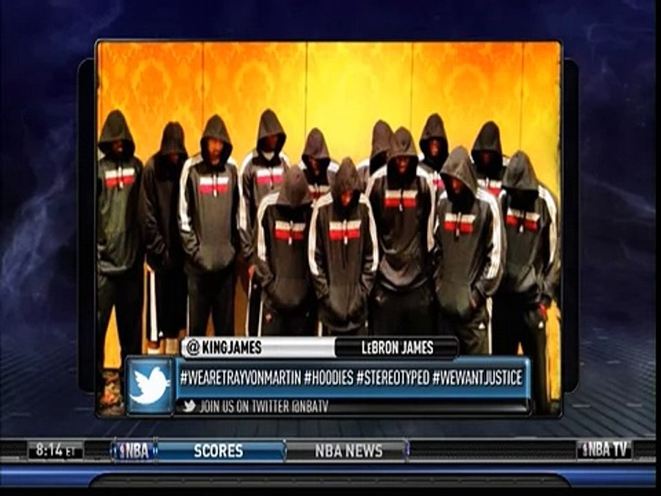 March 24, 2012 - NBATV - LeBron, Heat Tweet a team Pic wearing hoodies in support of Trayvon Martin