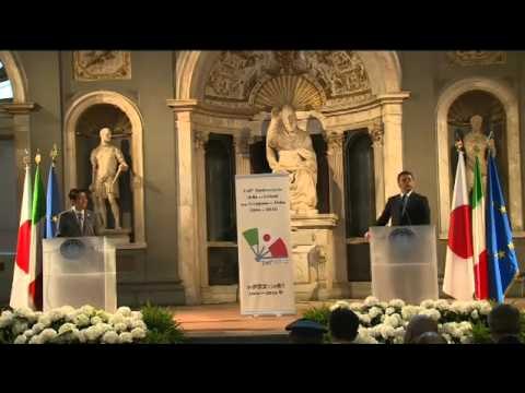 Firenze - Dichiarazioni di Renzi e Shinzo Abe (02.05.16)
