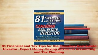 Download  81 Financial and Tax Tips for the Canadian Real Estate Investor Expert MoneySaving PDF Free