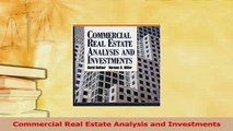 Read  Commercial Real Estate Analysis and Investments Ebook Free