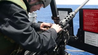 Sailors Engage Small Boat With .50 Caliber Machine Gun
