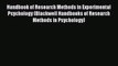 [Read Book] Handbook of Research Methods in Experimental Psychology (Blackwell Handbooks of