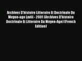[PDF] Archives D'histoire Litteraire Et Doctrinale Du Moyen-age Lxviii - 2001 (Archives D'histoire