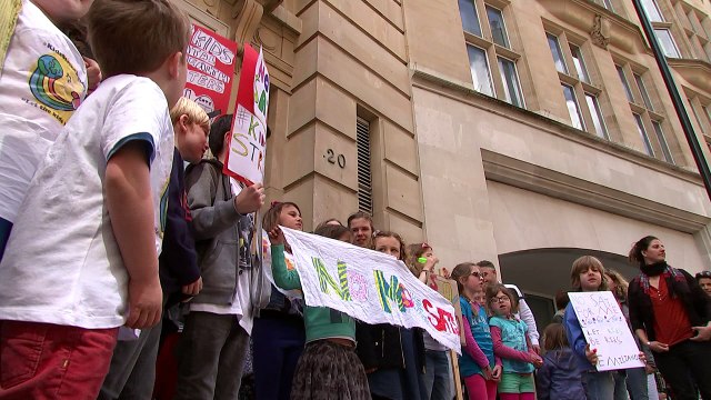 Kids join the picket line over primary school tests