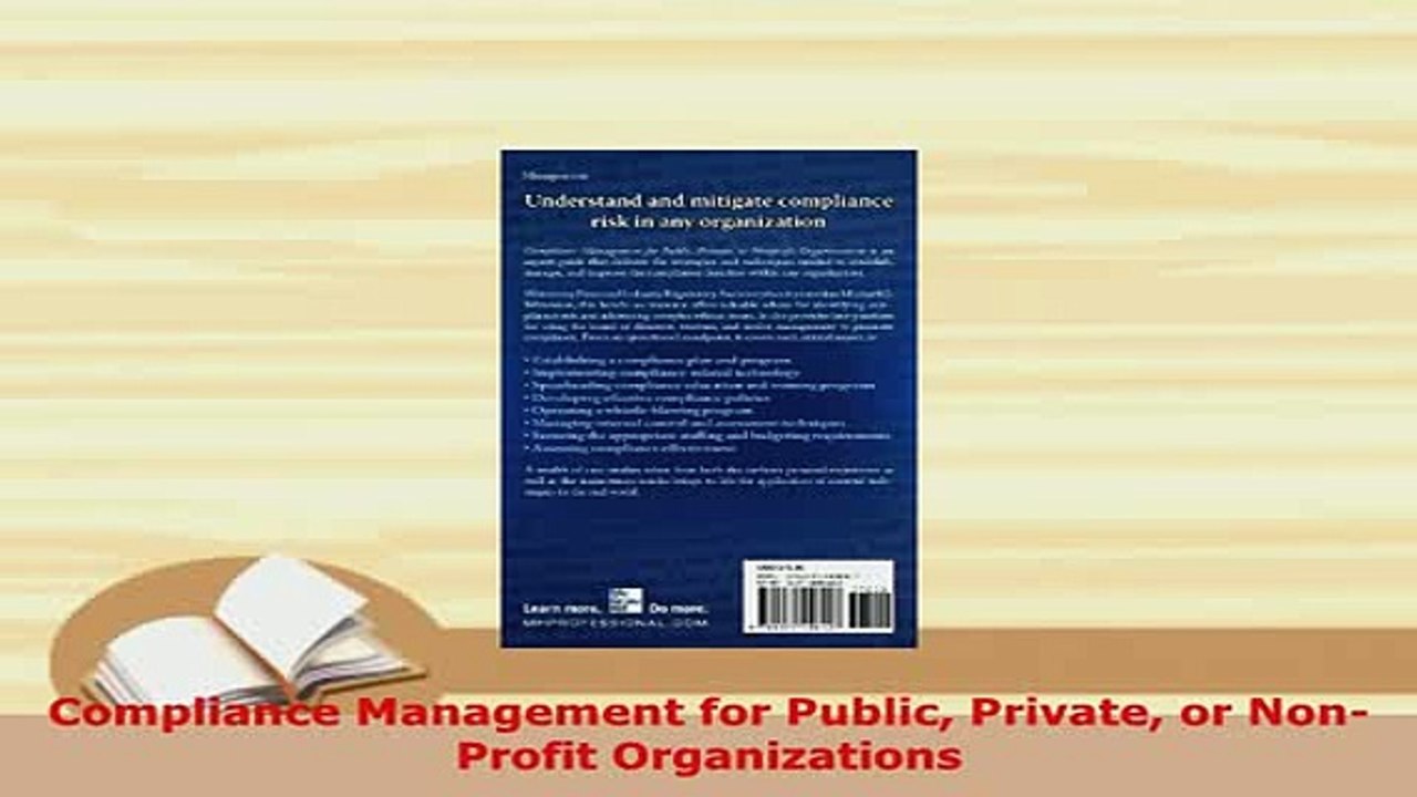 Download  Compliance Management for Public Private or NonProfit Organizations PDF Book Free