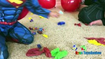 SURPRISE TOYS GIANT BALLOON POP CHALLENGE Batman vs Superman Disney Cars Toys Thomas and Friends