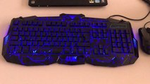 JM GAMING Three Color Adjustable Blue Red Purple LED Illuminated Gaming Keyboard