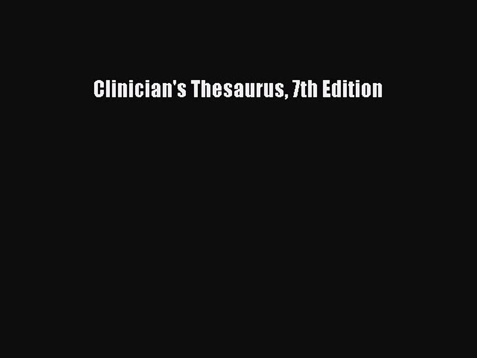 Download Clinician's Thesaurus 7th Edition Ebook Online