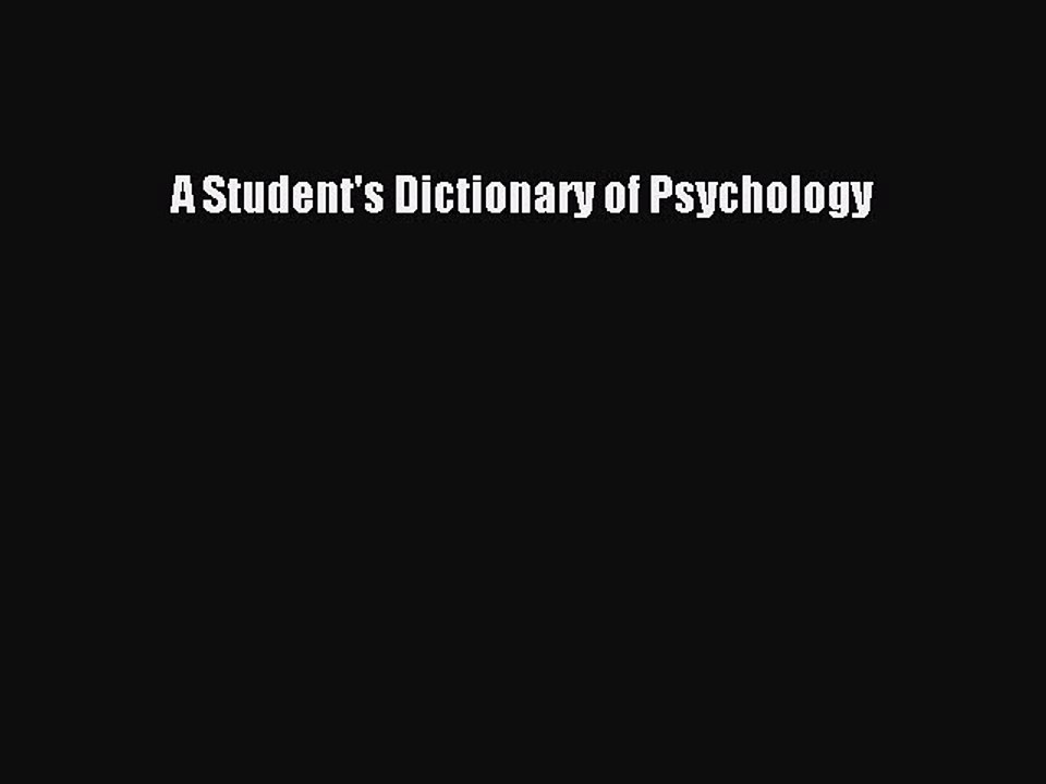 Download A Student's Dictionary of Psychology PDF Free