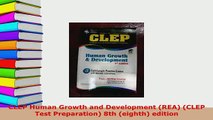 Download  CLEP Human Growth and Development REA CLEP Test Preparation 8th eighth edition Free Books