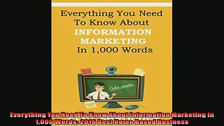 FREE DOWNLOAD  Everything You Need To Know About Information Marketing In 1000 Words 2016 Best Home READ ONLINE