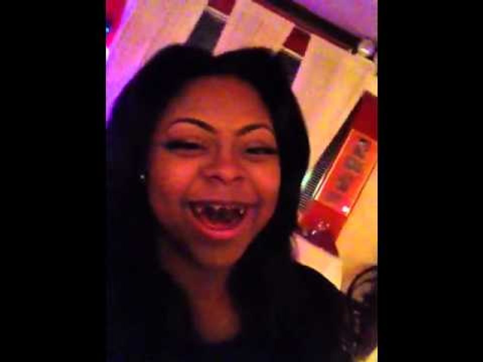 Ajanee messing around with chocolate cake in her teeth