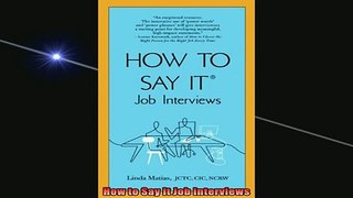 READ book  How to Say It Job Interviews Full Free