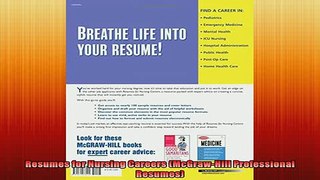 READ book  Resumes for Nursing Careers McGrawHill Professional Resumes Full EBook