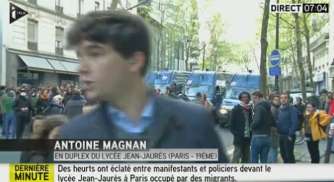 Évacuation de migrants au lycée Jean-Jaurès : Un manifestant tente de voler le micro d’un journaliste d’i-Télé (vidéo)