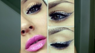 Silver Glitter Liner and Bubble Gum Lips Makeup Tutorial