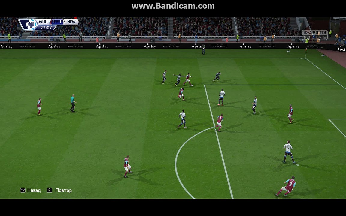 BPL 10 Тур. Вест Хэм - Ньюкасл 2:1. Song, 23'