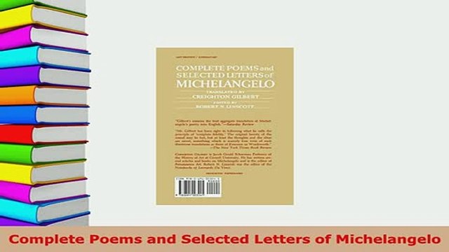 PDF Complete Poems and Selected Letters of Michelangelo Free Books