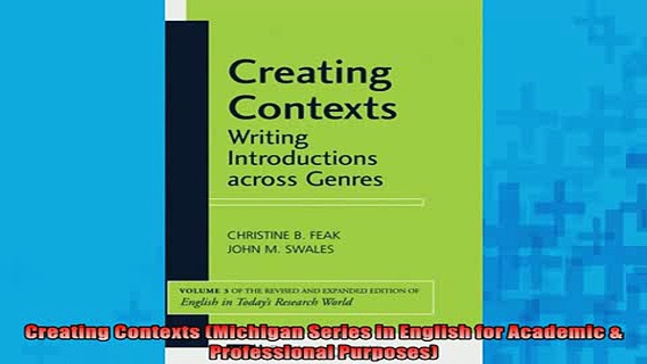 READ book  Creating Contexts Michigan Series in English for Academic  Professional Purposes Full Ebook Online Free