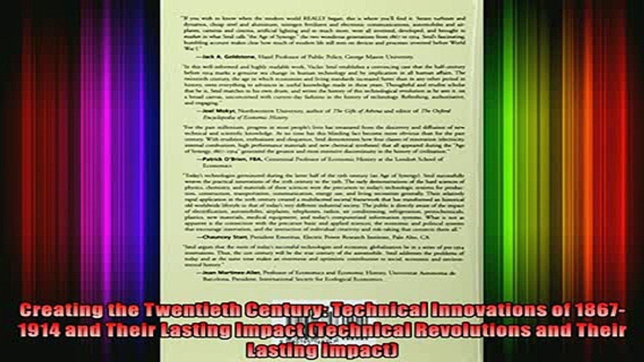 READ THE NEW BOOK   Creating the Twentieth Century Technical Innovations of 18671914 and Their Lasting  FREE BOOOK ONLINE