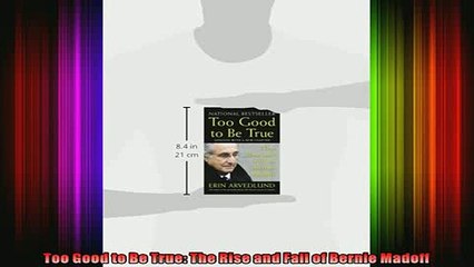 READ book  Too Good to Be True The Rise and Fall of Bernie Madoff  FREE BOOOK ONLINE