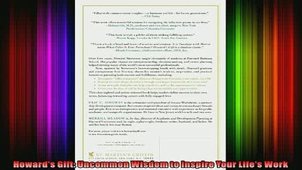 FAVORIT BOOK   Howards Gift Uncommon Wisdom to Inspire Your Lifes Work  FREE BOOOK ONLINE