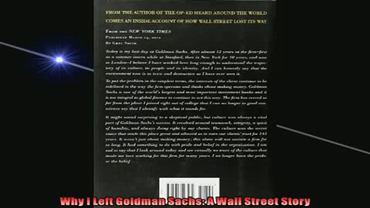 READ book  Why I Left Goldman Sachs A Wall Street Story  FREE BOOOK ONLINE
