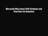 [Read PDF] Microsoft Office Excel 2007 Formulas and Functions For Dummies Download Free